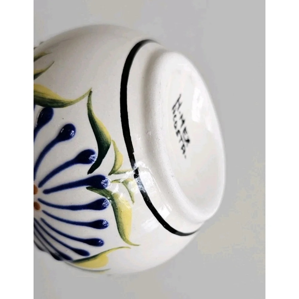 Mexican Ceramic Floral Pitcher | Hand Applied Raised Slip | Signed H Mex Acosta
